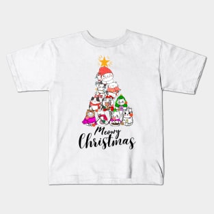 Meowy And Bright Christmas Cat Lover Gift Kids T-Shirt